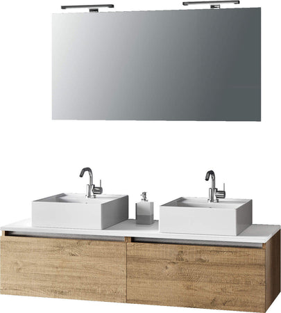Mobile Bagno 140cm Con Doppio Lavabo, Base Con Cassetto, Specchio E Lampada Casa e cucina/Bagno/Mobili da bagno/Mobiletti con lavabo Shopbagno.it - Roma, Commerciovirtuoso.it