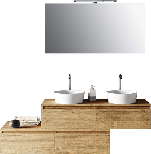 Mobile Bagno 160cm Con Doppio Lavabo, 4 Basi Con Cassetti E Specchio Con Lampada Casa e cucina/Bagno/Mobili da bagno/Mobiletti con lavabo Shopbagno.it - Roma, Commerciovirtuoso.it