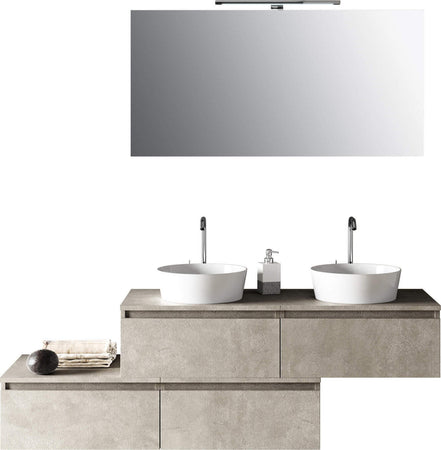 Mobile Bagno 160cm Con Doppio Lavabo, 4 Basi Con Cassetti E Specchio Con Lampada Casa e cucina/Bagno/Mobili da bagno/Mobiletti con lavabo Shopbagno.it - Roma, Commerciovirtuoso.it