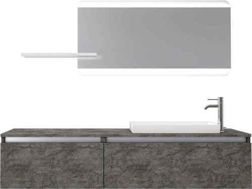 Mobile Bagno 170cm Sospeso, Due Cassetti, Lavabo, Specchio LED Integrato e Mensola Casa e cucina/Bagno/Mobili da bagno/Mobiletti con lavabo Shopbagno.it - Roma, Commerciovirtuoso.it