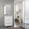 Mobile Bagno 60cm a Terra Con Tre Cassetti e Specchio Bianco Laccato Lucido