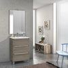 Mobile Bagno 60cm a Terra Con Tre Cassetti e Specchio Rovere Cenere
