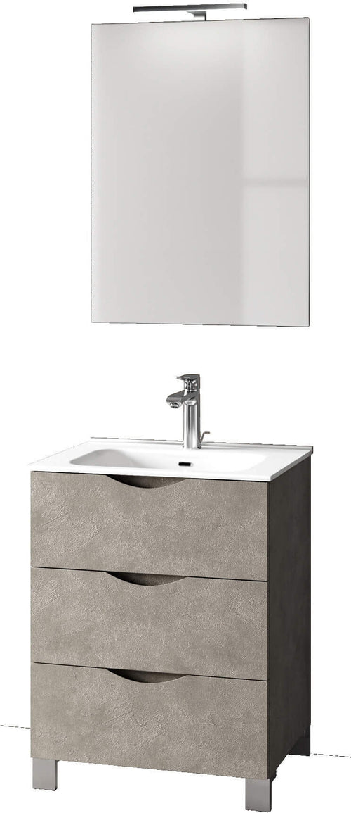 Mobile Bagno 60cm a Terra Effetto Pietra Con Tre Cassetti Specchio e Lampada Casa e cucina/Bagno/Mobili da bagno/Mobiletti con lavabo Shopbagno.it - Roma, Commerciovirtuoso.it
