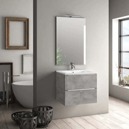Mobile Bagno 60cm Sospeso Con 2 Cassetti e Specchio con Lampada LED Casa e cucina/Bagno/Mobili da bagno/Mobiletti con lavabo Shopbagno.it - Roma, Commerciovirtuoso.it