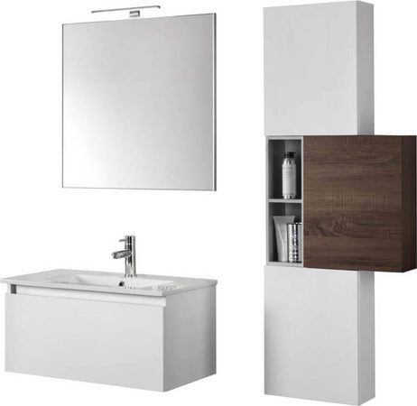 Mobile Bagno 70cm Sospeso Cassetto, Colonna Pensile, Vano a Giorno, Specchio E Lampada Casa e cucina/Bagno/Mobili da bagno/Mobiletti con lavabo Shopbagno.it - Roma, Commerciovirtuoso.it