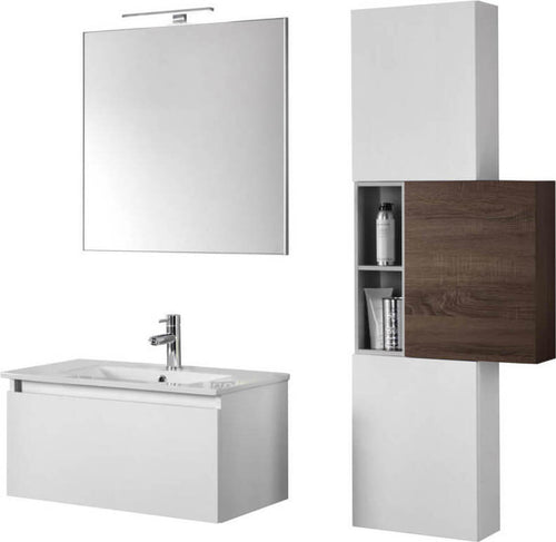 Mobile Bagno 70cm Sospeso Cassetto, Colonna Pensile, Vano a Giorno, Specchio E Lampada Casa e cucina/Bagno/Mobili da bagno/Mobiletti con lavabo Shopbagno.it - Roma, Commerciovirtuoso.it