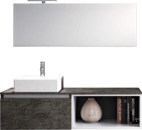 Mobile Bagno 70cm Sospeso Cassetto, Vano a Giorno, Specchio E Lampada Casa e cucina/Bagno/Mobili da bagno/Mobiletti con lavabo Shopbagno.it - Roma, Commerciovirtuoso.it
