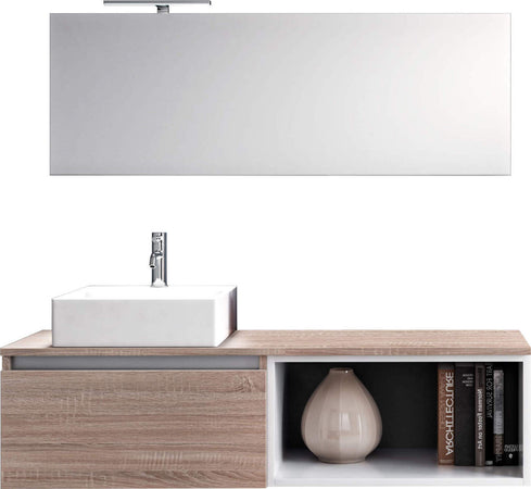 Mobile Bagno 70cm Sospeso Cassetto, Vano a Giorno, Specchio E Lampada Casa e cucina/Bagno/Mobili da bagno/Mobiletti con lavabo Shopbagno.it - Roma, Commerciovirtuoso.it