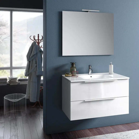 Mobile Bagno 90cm Sospeso Con Due Cassetti E Specchio Con Lampada Casa e cucina/Bagno/Mobili da bagno/Mobiletti con lavabo Shopbagno.it - Roma, Commerciovirtuoso.it