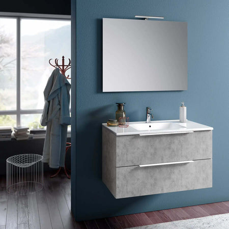 Mobile Bagno 90cm Sospeso Con Due Cassetti E Specchio Con Lampada Casa e cucina/Bagno/Mobili da bagno/Mobiletti con lavabo Shopbagno.it - Roma, Commerciovirtuoso.it