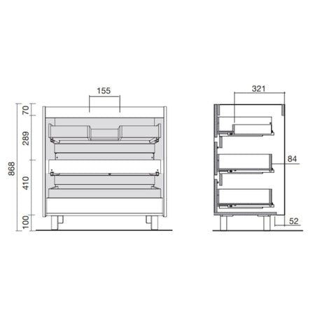 Mobile bagno Elmas100 con lavabo rovere caledonia 3 cassetti 100x45x86h