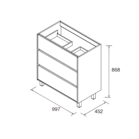 Mobile bagno Elmas100 con lavabo rovere caledonia 3 cassetti 100x45x86h