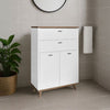 Mobile bagno Lumos con due cassetti e due ante colore bianco opaco e rovere