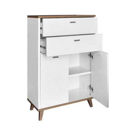 Mobile bagno Lumos con due cassetti e due ante colore bianco opaco e rovere