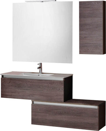 Mobile Bagno Sospesa 100cm Con Due Cassetti, Pensile Colonna, Specchio e Lampada Casa e cucina/Bagno/Mobili da bagno/Mobiletti con lavabo Shopbagno.it - Roma, Commerciovirtuoso.it