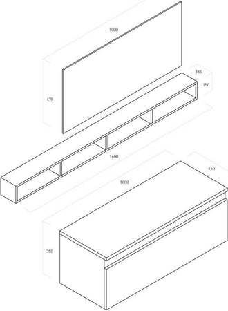 Mobile Bagno Sospeso 100cm Con Cassetto, Pensile a Giorno, Specchio e Lampada Casa e cucina/Bagno/Mobili da bagno/Mobiletti con lavabo Shopbagno.it - Roma, Commerciovirtuoso.it