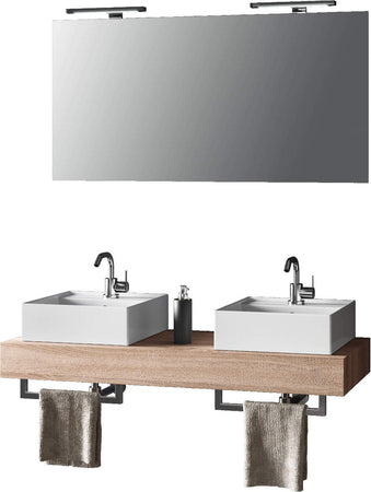 Mobile Bagno Sospeso 120cm Con Doppio Lavabo Specchio, Lampada e Porta Asciugamano Casa e cucina/Bagno/Mobili da bagno/Mobiletti con lavabo Shopbagno.it - Roma, Commerciovirtuoso.it