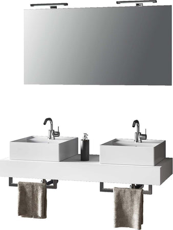 Mobile Bagno Sospeso 120cm Con Doppio Lavabo Specchio, Lampada e Porta Asciugamano Casa e cucina/Bagno/Mobili da bagno/Mobiletti con lavabo Shopbagno.it - Roma, Commerciovirtuoso.it