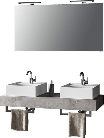 Mobile Bagno Sospeso 120cm Con Doppio Lavabo Specchio, Lampada e Porta Asciugamano Casa e cucina/Bagno/Mobili da bagno/Mobiletti con lavabo Shopbagno.it - Roma, Commerciovirtuoso.it