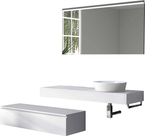 Mobile Bagno Sospeso 220cm Top Con Lavabo, Base Con Cassetto E Specchio Con LED Integrato Casa e cucina/Bagno/Mobili da bagno/Mobiletti con lavabo Shopbagno.it - Roma, Commerciovirtuoso.it