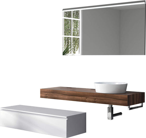 Mobile Bagno Sospeso 220cm Top Con Lavabo, Base Con Cassetto E Specchio Con LED Integrato Casa e cucina/Bagno/Mobili da bagno/Mobiletti con lavabo Shopbagno.it - Roma, Commerciovirtuoso.it
