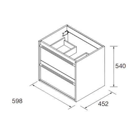 Mobile bagno sospeso Ador60 rovere ostippo con lavabo 2 cassetti 60x45x54h