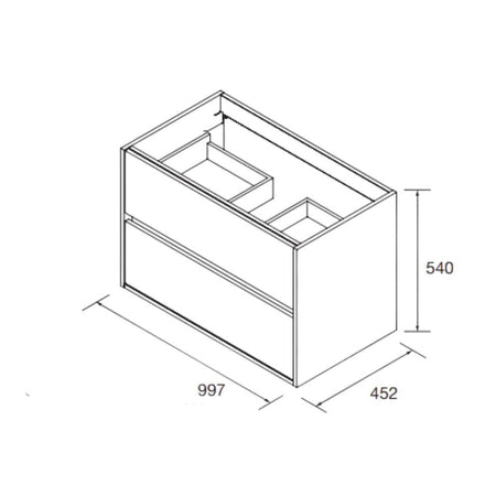 Mobile bagno sospeso Claros100 bianco laccato lucido con lavabo 2 cassetti 100x45x56h