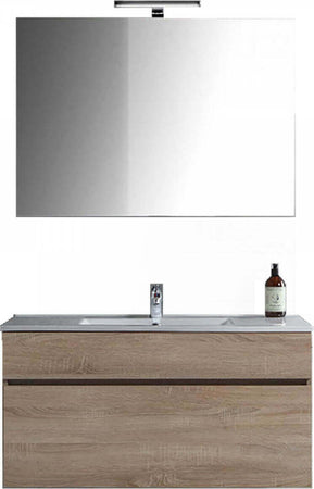 Mobile Bagno Sospeso Con Lavandino Integrato in Rovere Chiaro Set Mobiletto Bagno Design Moderno Con Lavabo E Specchio Inclusi Casa e cucina/Bagno/Mobili da bagno/Mobiletti e armadietti/Mobili a muro Shopbagno.it - Roma, Commerciovirtuoso.it