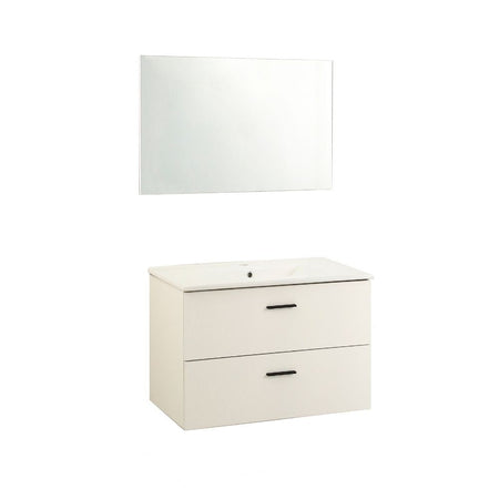 Mobile bagno sospeso Lario con lavabo e specchio bianco 80x46x48 H cm