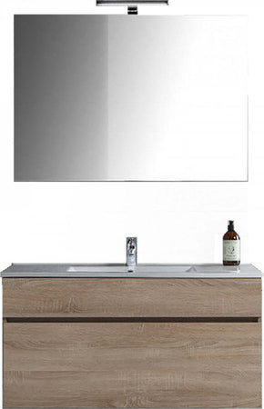 Mobile-bagno-sospeso-rovere-completo-di-lavabo,-specchio-e-lampada-led