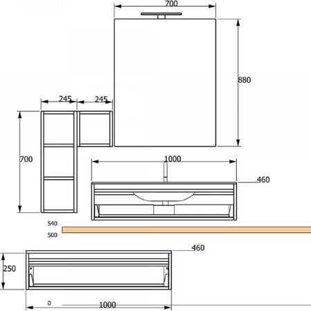 Mobile Bagno Sospeso Rovere Scuro Con Lavabo Da Appoggio in Vetro Nero Mobile Da Bagno Posizionamento Libero Con Pensile a Giorno Casa e cucina/Bagno/Mobili da bagno/Mobiletti e armadietti/Mobili a muro Shopbagno.it - Roma, Commerciovirtuoso.it