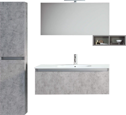 Mobile Bagno Sospeso100cm Con 1 Cassetto, Vano a Giorno, Pensile Colonna, Specchio e Lampada Casa e cucina/Bagno/Mobili da bagno/Mobiletti con lavabo Shopbagno.it - Roma, Commerciovirtuoso.it