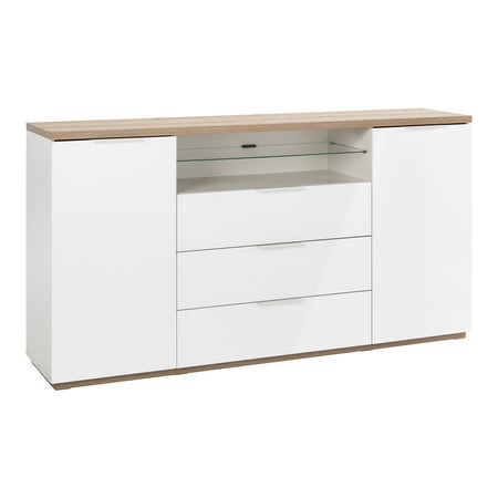 Cassettiera multiuso "Mundi" con 3 cassetti e 2 ante rovere e Bianco h 96 cm