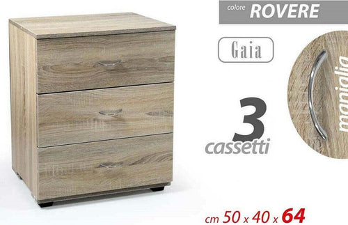 Mobile Cassettiera Gaia Legno Rovere 3 Cassetti 50x40x64cm Design Moderno 769474 Casa e cucina/Arredamento/Camera da letto/Comò e cassettiere Trade Shop italia - Napoli, Commerciovirtuoso.it