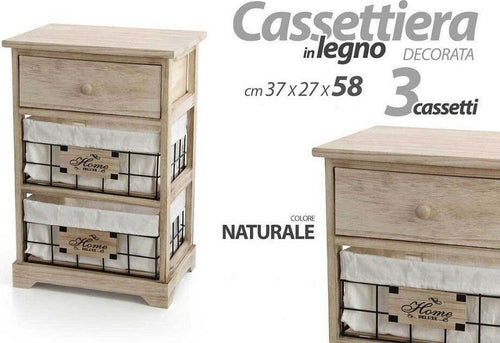 Mobile Cassettiera In Legno Naturale 3 Cassetti 37x27x58cm Decorata Ceste 787805 Casa e cucina/Arredamento/Camera da letto/Comò e cassettiere Trade Shop italia - Napoli, Commerciovirtuoso.it