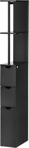Mobile-Colonna-Salvaspazio-in-Legno-con-Ripiani,-Armadietto-e-Cassetti,-Nero,-15x33x136cm-ED7834-114V00BKED7