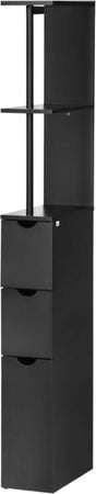 Mobile-Colonna-Salvaspazio-in-Legno-con-Ripiani,-Armadietto-e-Cassetti,-Nero,-15x33x136cm-ED7834-114V00BKED7