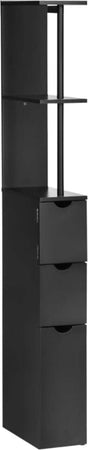 Mobile-Colonna-Salvaspazio-in-Legno-con-Ripiani,-Armadietto-e-Cassetti,-Nero,-15x33x136cm-ED7834-114V00BKED7