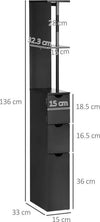Mobile-Colonna-Salvaspazio-in-Legno-con-Ripiani,-Armadietto-e-Cassetti,-Nero,-15x33x136cm-ED7834-114V00BKED7