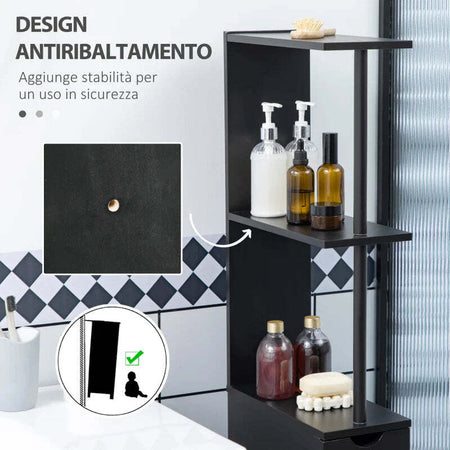 Mobile-Colonna-Salvaspazio-in-Legno-con-Ripiani,-Armadietto-e-Cassetti,-Nero,-15x33x136cm-ED7834-114V00BKED7