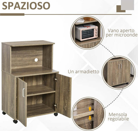 Mobile-Cucina-Multiuso-con-4-Ruote,-Armadietto-e-Ripiano-per-Microonde,-60.4x40.3x97cm-,-credenza-ufficio-studio-camera-da-letto-soggiorno-F835-258GYA