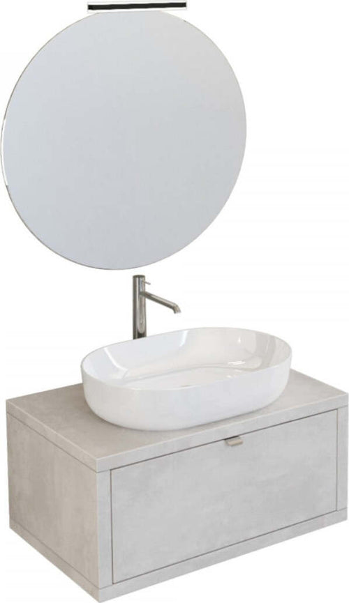 Mobile-da-Bagno-sospeso-Grigio-cemento-80cm-con-cassetto,-specchio-e-luce-Domus