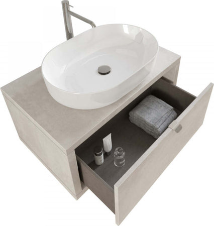 Mobile-da-Bagno-sospeso-Grigio-cemento-80cm-con-cassetto,-specchio-e-luce-Domus