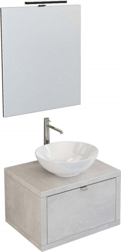 Mobile-da-Bagno-sospeso-Grigio-cemento-con-cassetto,-specchio-e-luce-Domus