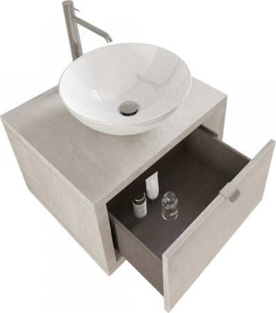 Mobile-da-Bagno-sospeso-Grigio-cemento-con-cassetto,-specchio-e-luce-Domus