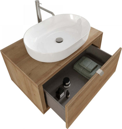 Mobile-da-Bagno-sospeso-Rovere-80cm-con-cassetto,-specchio-e-luce-Domus