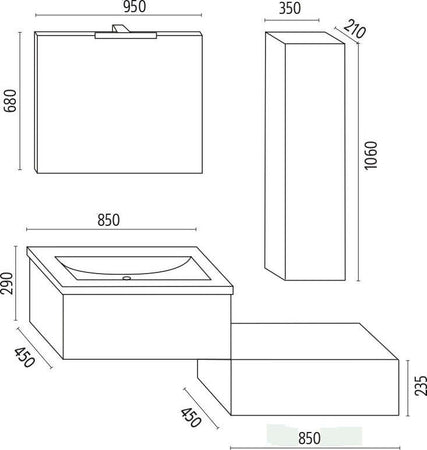 Mobile Da Bagno Sospeso Wonder Bianco Con Lavabo Specchio E Pensile Casa e cucina/Bagno/Mobili da bagno/Mobiletti e armadietti/Mobili a muro Ogomondo - Martina Franca, Commerciovirtuoso.it