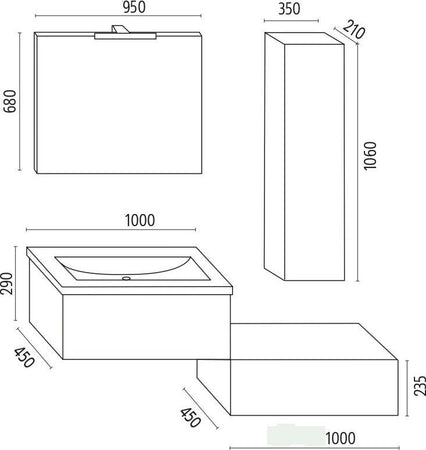Mobile Da Bagno Sospeso Wonder Bianco Con Lavabo Specchio E Pensile Casa e cucina/Bagno/Mobili da bagno/Mobiletti e armadietti/Mobili a muro Ogomondo - Martina Franca, Commerciovirtuoso.it