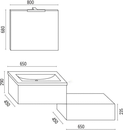 Mobile da bagno sospeso Wonder Cenere con lavabo specchio MADE IN ITALY Casa e cucina/Bagno/Mobili da bagno/Mobiletti e armadietti/Mobili a muro Ogomondo - Martina Franca, Commerciovirtuoso.it