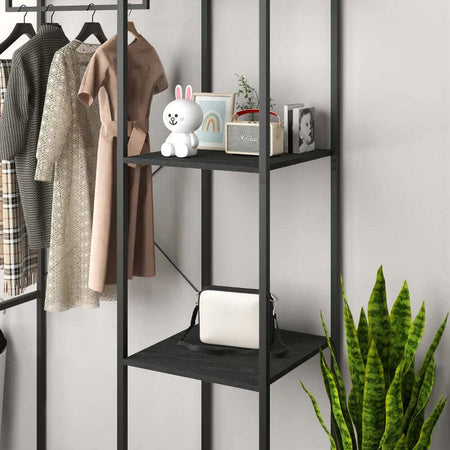 Mobile-da-Ingresso-con-Appendiabiti-da-Terra-e-Scarpiera,-in-Acciaio-e-Truciolato,-110x45x169.5-cm,-Nero-TR7837-476V00BKTR7